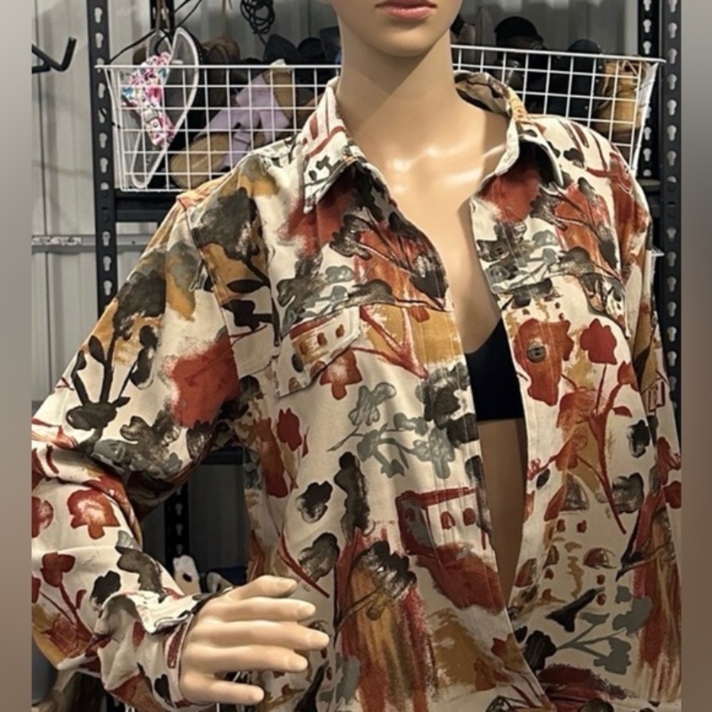 Christopher & Banks Tan Multicolor Abstract Blazer size M